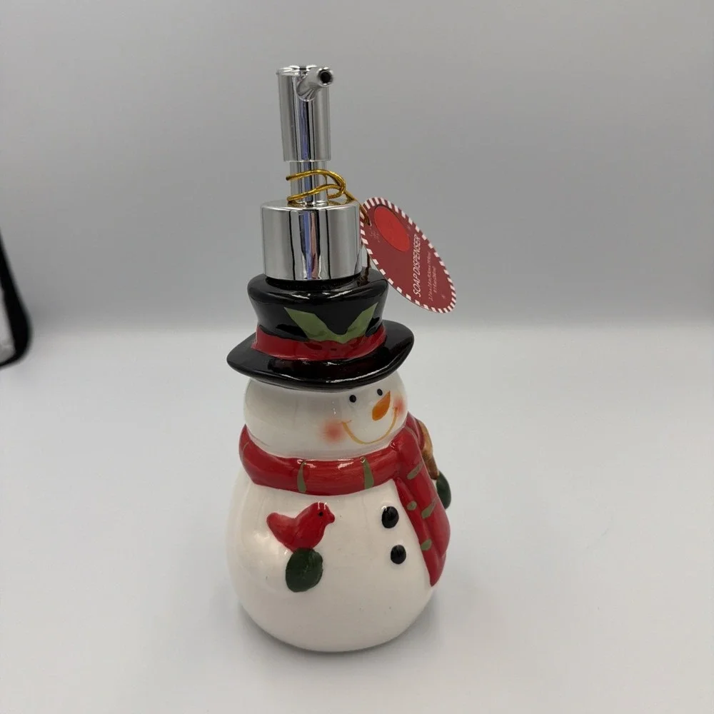 Snowman Soap Dispenser Christmas Bathroom Decor. New Never Used